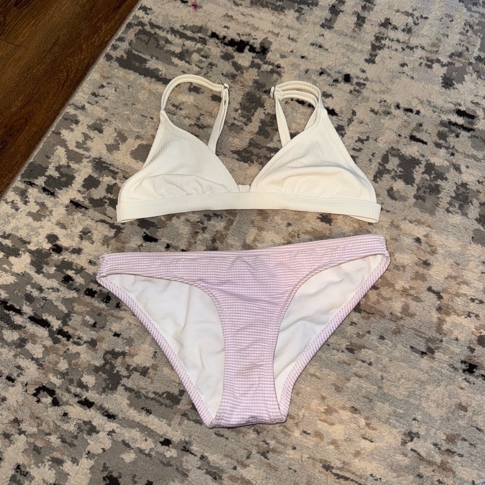 White and Purple Bikini Set